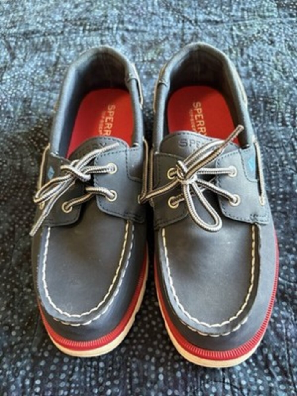 Sperry Top-Sider Women’s Boat Shoes US 5 Gray/Red/White Lace-Up Polyester
